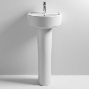 Nuie Provost Basin and Full Pedestal 420mm Wide - 1 Tap Hole
