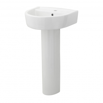 Nuie Provost Basin and Full Pedestal 520mm Wide - 1 Tap Hole