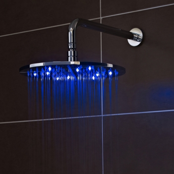 Nuie Quest Rectangular Concealed Shower Mixer with LED Fixed Head and Diverter - Chrome | Product Image