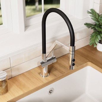 Nuie Ravi Mono Kitchen Sink Mixer Tap Single Lever Handle - Chrome | Product Image