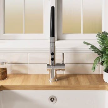 Nuie Ravi Mono Kitchen Sink Mixer Tap Single Lever Handle - Chrome | Product Image