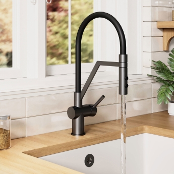 Nuie Ravi Mono Kitchen Sink Mixer Tap Single Lever Handle - Matt Black | Product Image