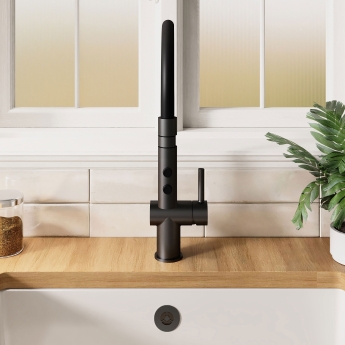 Nuie Ravi Mono Kitchen Sink Mixer Tap Single Lever Handle - Matt Black | Product Image