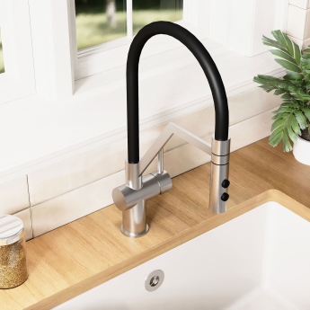 Nuie Ravi Mono Kitchen Sink Mixer Tap Single Lever Handle - Brushed Nickel | Product Image