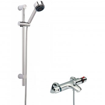 Nuie Reef Thermostatic Bath Shower Mixer with Multi Function Slider Rail Kit - Chrome | Product Image