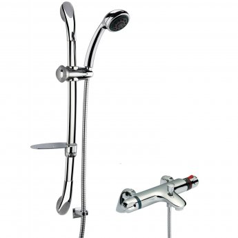 Nuie Reef Thermostatic Bath Shower Mixer with Luxury Curved Slider Rail Kit - Chrome | Product Image
