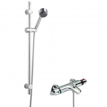 Nuie Reef Thermostatic Bath Shower Mixer with Single Function Slider Rail Kit - Chrome | Product Image