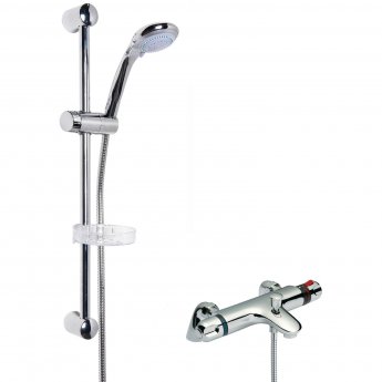 Nuie Reef Thermostatic Bath Shower Mixer with Classic Multi Function Slider Rail Kit - Chrome