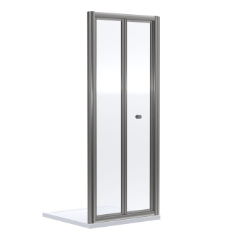 Rene Brushed Pewter Bi-Fold Door Square Shower Enclosure - 4mm Glass | Product Image
