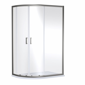 Nuie Rene Brushed Pewter Offset Quadrant Shower Enclosure 1000mm x 800mm - 6mm Glass | Product Image