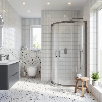Rene Brushed Pewter Quadrant Shower Enclosure - 6mm Glass | Product Image