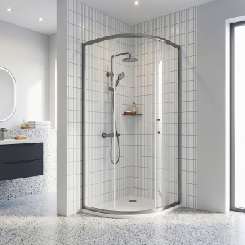 Nuie Rene Brushed Pewter Single Entry Quadrant Shower Enclosure 900mm x 900mm - 6mm Glass | Product Image