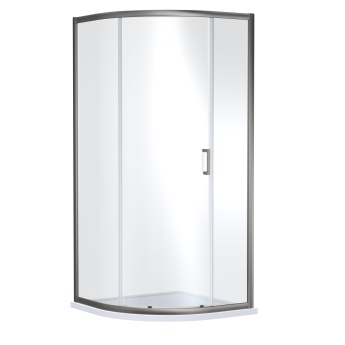 Nuie Rene Brushed Pewter Single Entry Quadrant Shower Enclosure 900mm x 900mm - 6mm Glass | Product Image