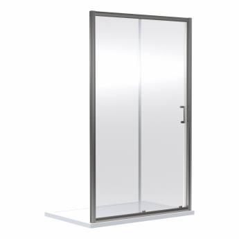 Nuie Rene Brushed Pewter Sliding Door Rectangular Shower Enclosure 1000mm x 700mm - 6mm Glass | Product Image