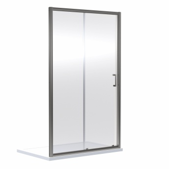 Nuie Rene Brushed Pewter Sliding Door Rectangular Shower Enclosure 1400mm x 700mm - 6mm Glass | Product Image