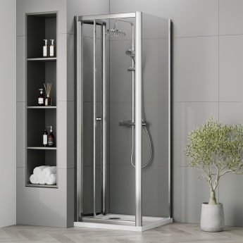 Rene Polished Chrome Bi-Fold Shower Door - 4mm Glass