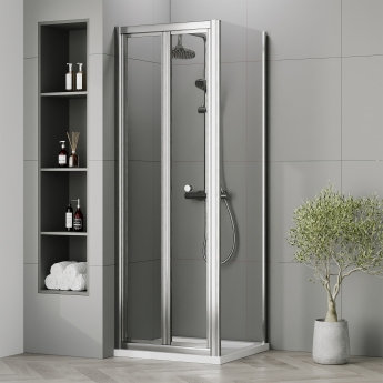 Rene Polished Chrome Bi-Fold Shower Door - 4mm Glass