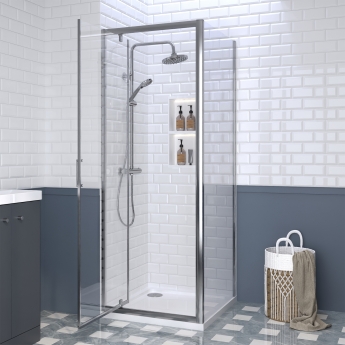 Rene Polished Chrome Pivot Door Shower Enclosure - 6mm Glass