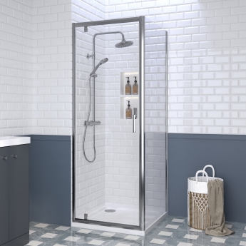 Rene Polished Chrome Pivot Door Shower Enclosure - 6mm Glass