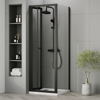 Rene Black Bi-Fold Door Square Shower Enclosure - 4mm Glass