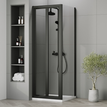 Rene Black Bi-Fold Door Square Shower Enclosure - 4mm Glass