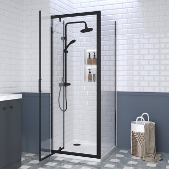 Rene Matt Black Pivot Shower Door - 6mm Glass