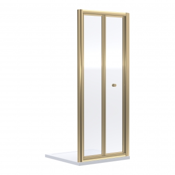Rene Brushed Brass Bi-Fold Shower Door - 4mm Glass