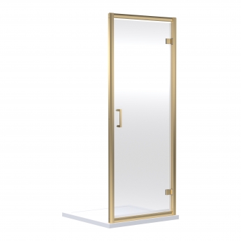 Rene Brushed Brass Hinged Shower Door - 6mm Glass