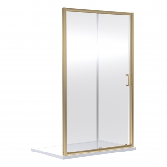 Rene Brushed Brass Sliding Shower Door - 6mm Glass