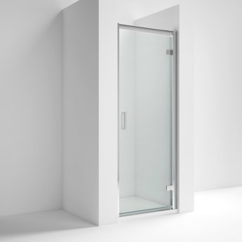Nuie Rene Hinged Shower Door 800mm Wide with Satin Chrome Profile - 6mm Glass