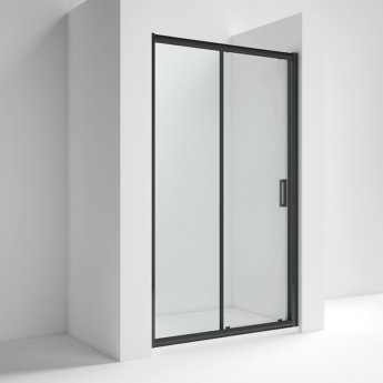 Nuie Rene Sliding Shower Door 1400mm Wide with Matt Black Profile - 6mm Glass