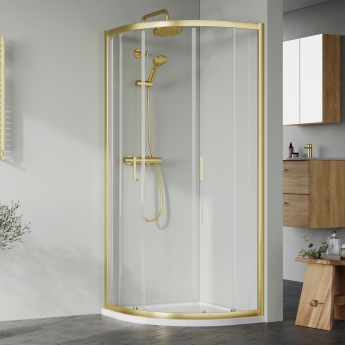 Rene Brushed Brass Quadrant Shower Enclosure - 6mm Glass