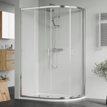 Rene Polished Chrome Offset Quadrant Shower Enclosure - 6mm Glass