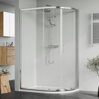 Rene Polished Chrome Offset Quadrant Shower Enclosure - 6mm Glass