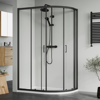 Rene Matt Black Offset Quadrant Shower Enclosure - 6mm Glass