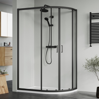 Rene Matt Black Offset Quadrant Shower Enclosure - 6mm Glass