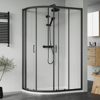 Rene Matt Black Offset Quadrant Shower Enclosure - 6mm Glass