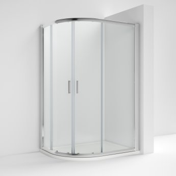 Nuie Rene Offset Quadrant Shower Enclosure 1000mm x 800mm with Satin Chrome Profile - 6mm Glass