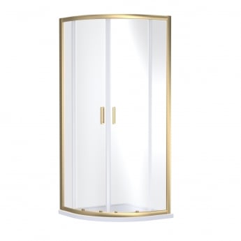 Nuie Rene Brushed Brass Quadrant Shower Enclosure 900mm x 900mm - 6mm Glass