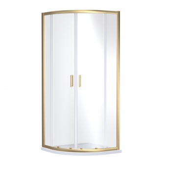 Nuie Rene Brushed Brass Quadrant Shower Enclosure 900mm x 900mm - 6mm Glass
