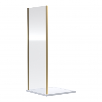 Rene Brushed Brass Sliding Door Rectangular Shower Enclosure - 6mm Glass