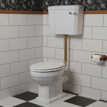 Nuie Richmond Low Level Toilet with Lever Cistern - Soft Close Seat (Brushed Brass Fittings)