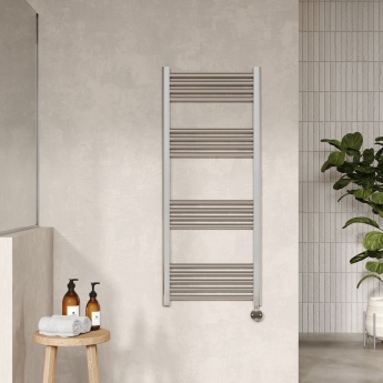 Nuie Round Bar Electric Thermostatic Heated Towel Rail 1200mm H x 500mm W - Chrome | Product Image