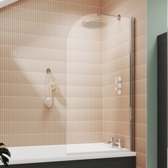 Nuie Pacific Profile Round Top Hinged Bath Screen 1430mm H x 790mm W - 6mm Glass | Product Image