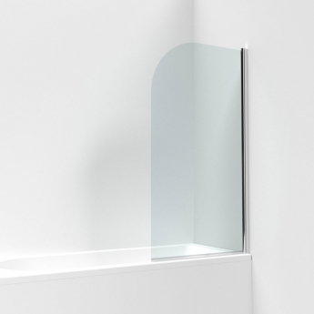 Nuie Pacific Polished Chrome Profile Round Top Hinged Bath Screen 1430mm H x 790mm W - 6mm Glass