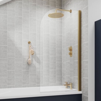 Nuie Pacific Profile Round Top Hinged Bath Screen 1430mm H x 790mm W - 6mm Glass | Product Image