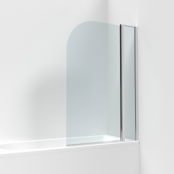 Nuie Pacific Round Top Hinged Bath Screen with Fixed Panel 1433mm H x 998mm W - 6mm Glass