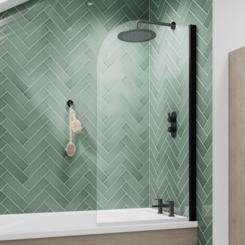 Nuie Pacific Profile Round Top Hinged Bath Screen 1430mm H x 790mm W - 6mm Glass | Product Image
