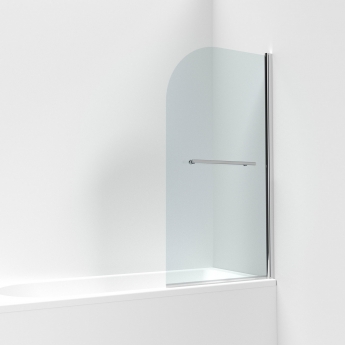 Nuie Pacific Round Top Hinged Bath Screen with Towel Bar 1430mm H x 790mm W - 6mm Glass