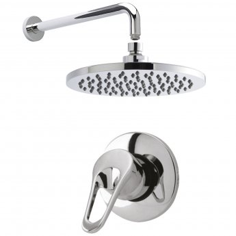 Nuie Round Manual Concealed Shower Valve with Fixed Head and Arm - Chrome
